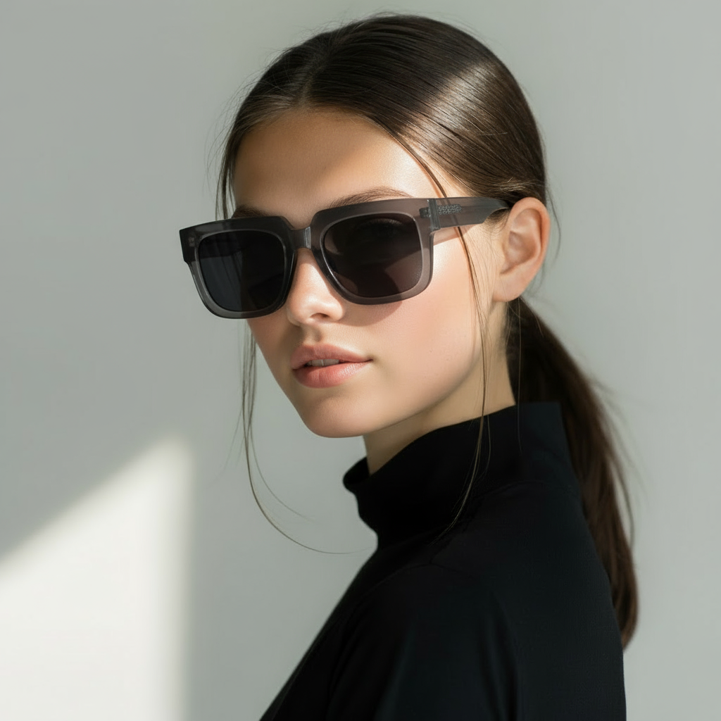 Oversized square grey sunglasses