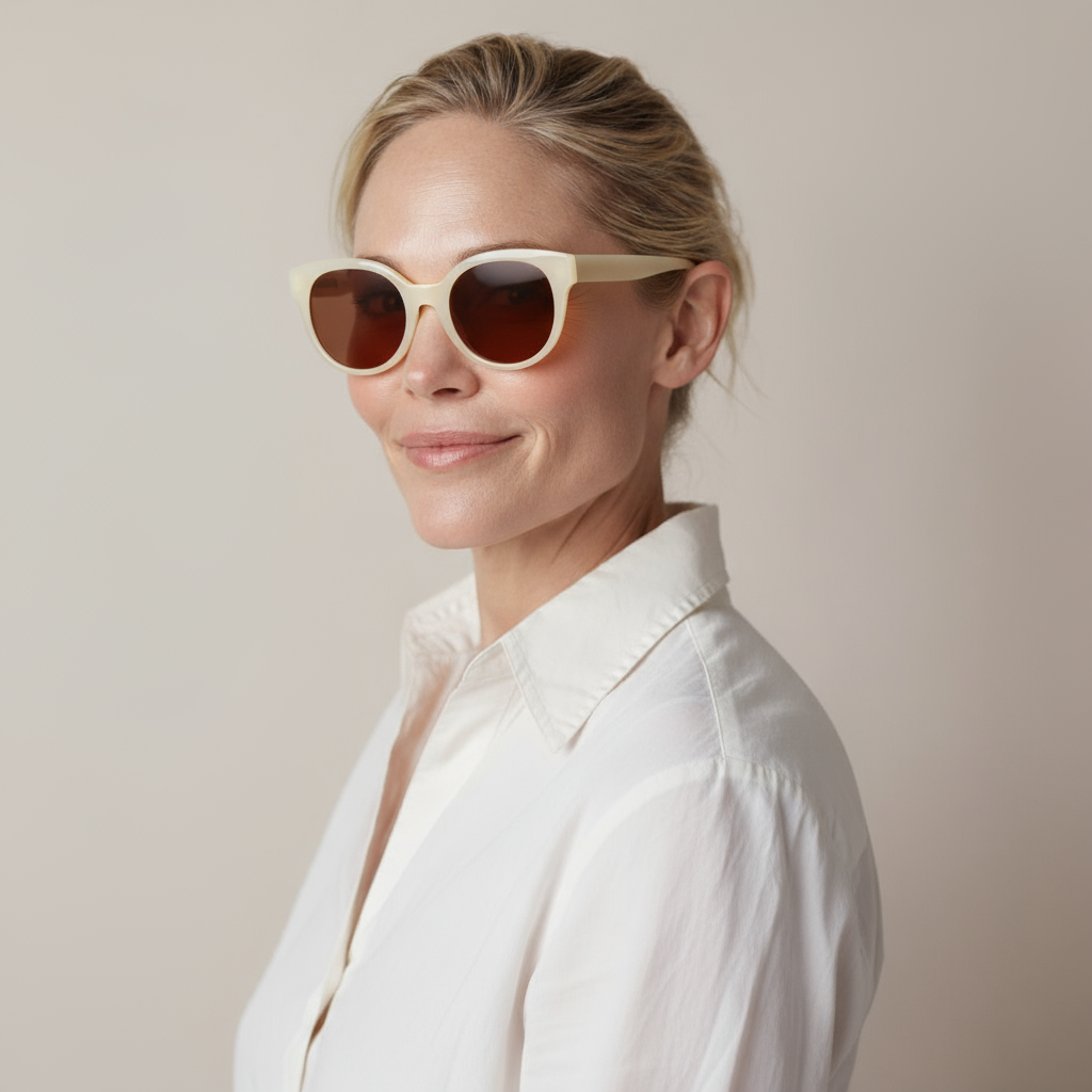 White cat-eye sunglasses