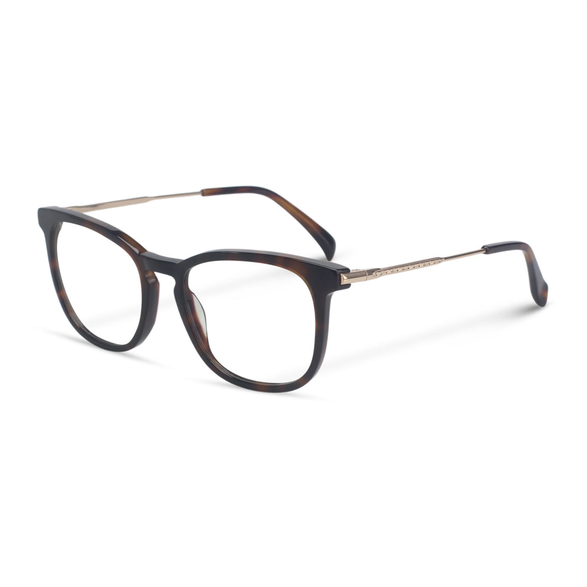 Tortoiseshell plastic and metallic eyeglasses