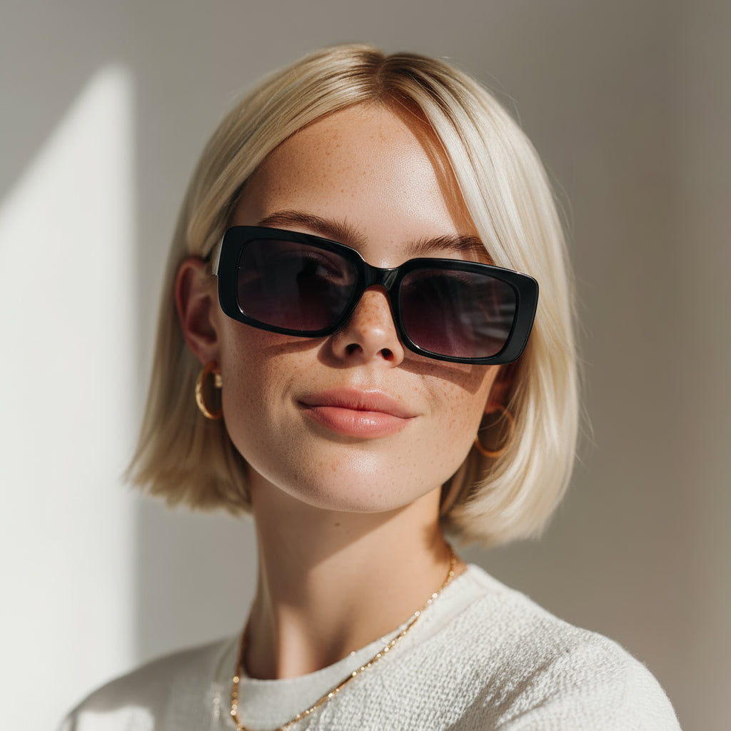 Stylish rectangle black sunglasses