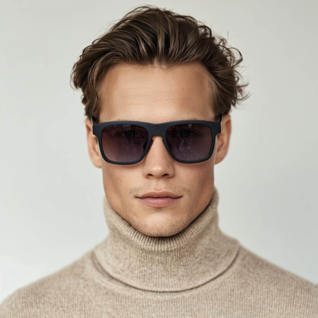 Square black sport sunglasses