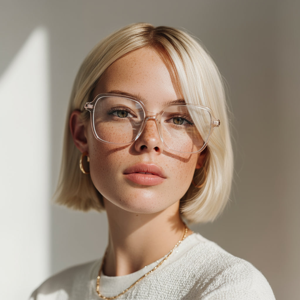 Geometric transparent eyeglasses