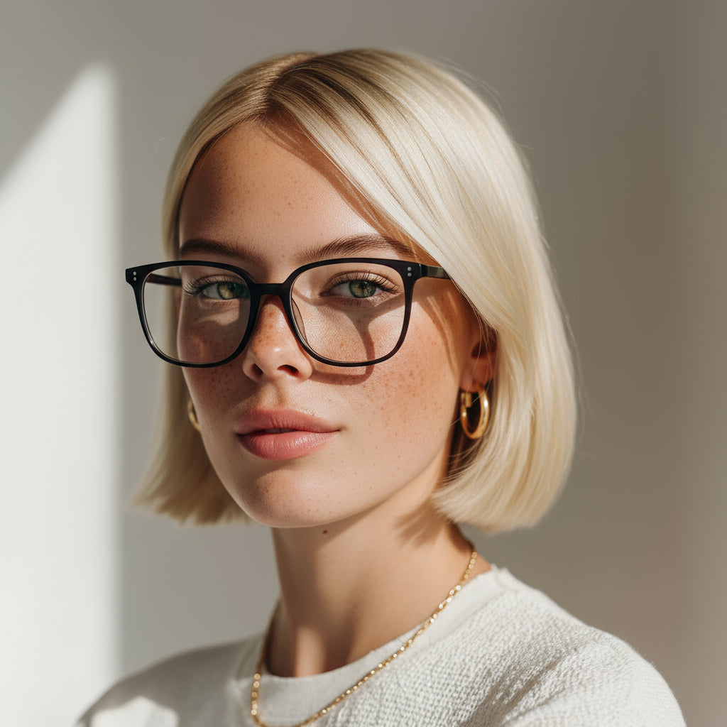 black plastic eyeglasses