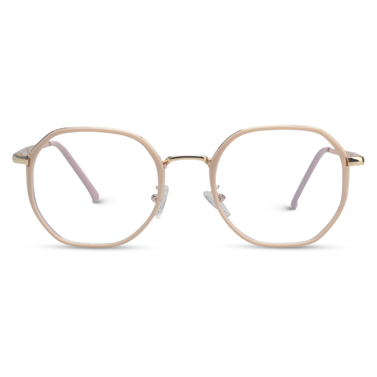 Geometric metal pink and gold eyeglasses