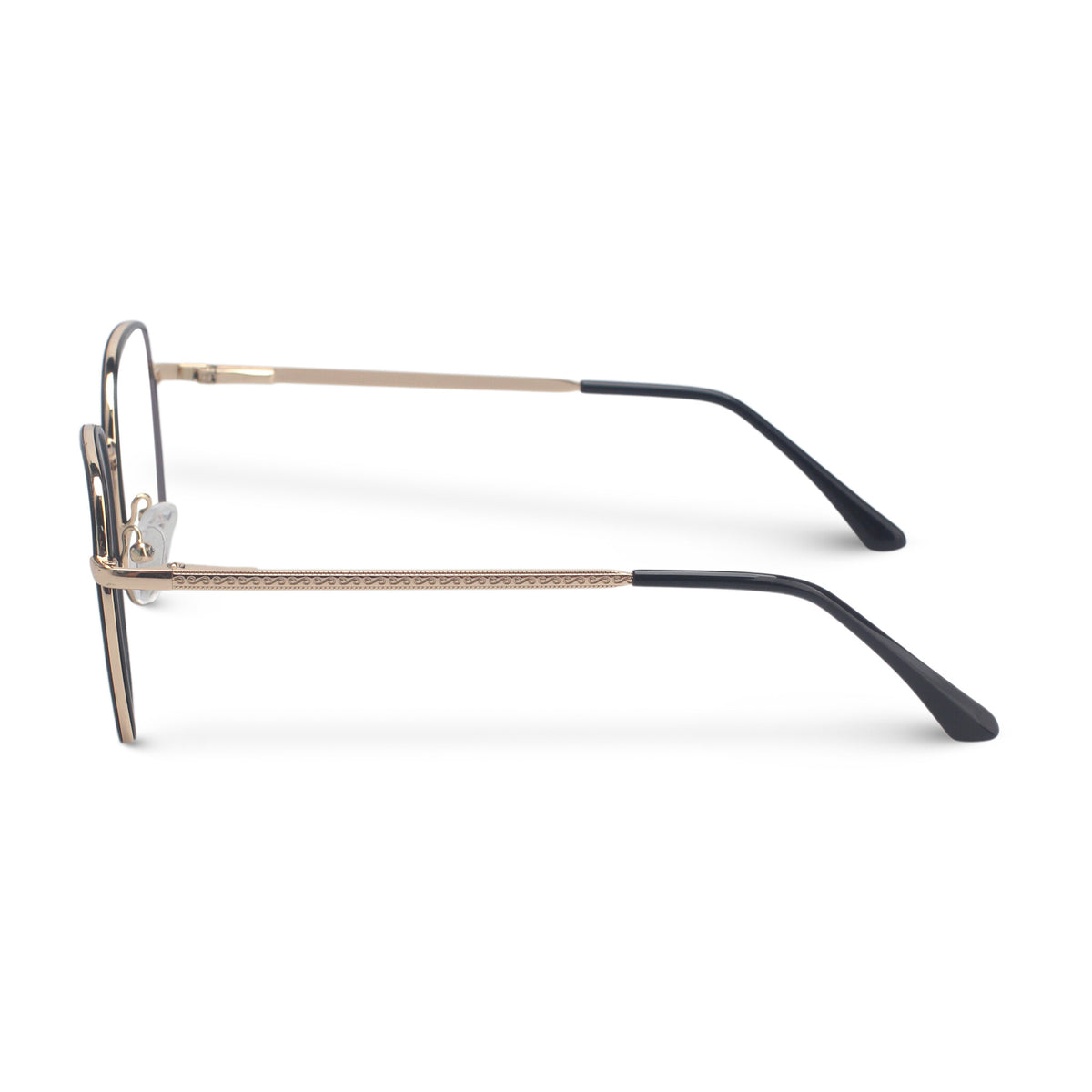 Minimal geometric black and gold eyeglasses