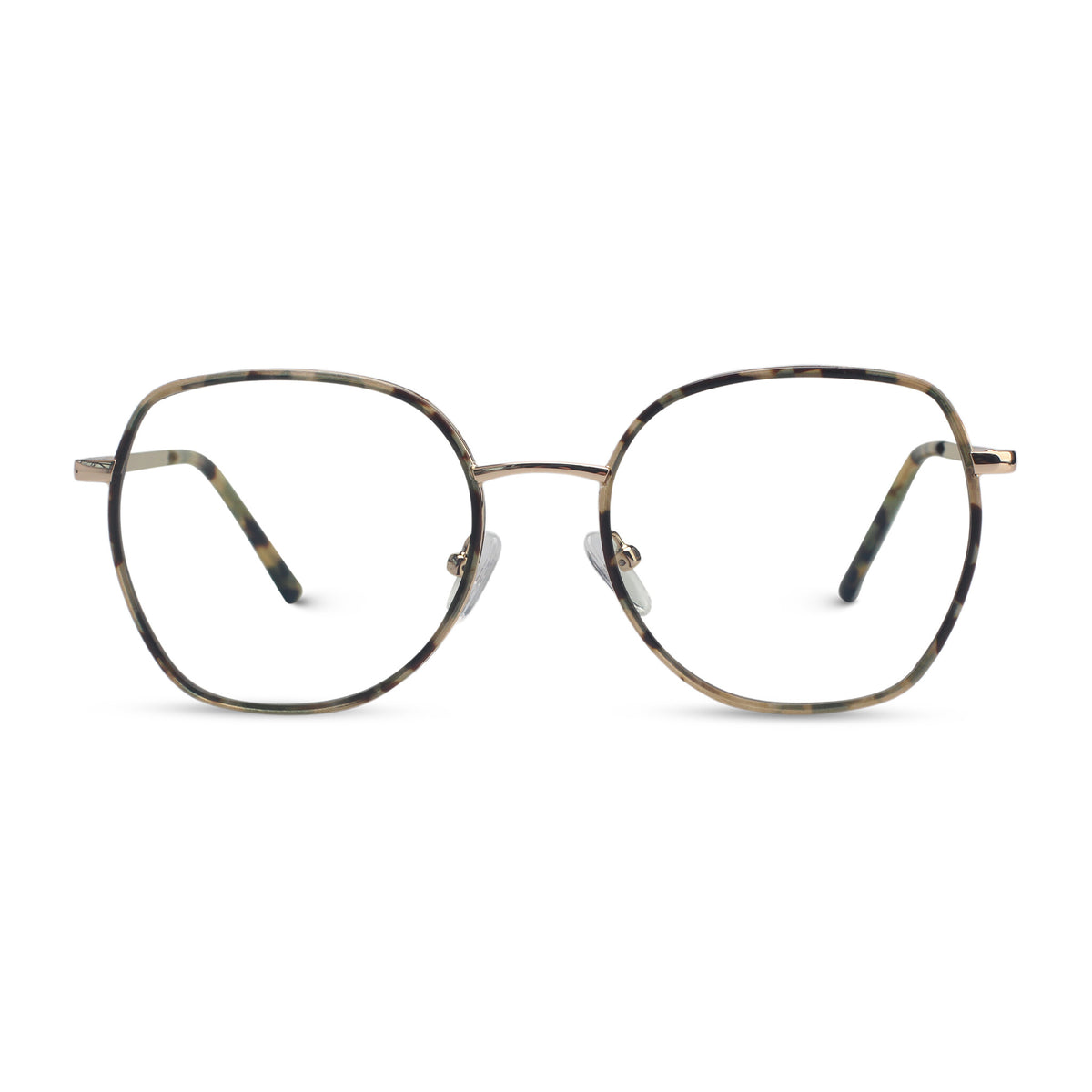 Minimal geometric yellow tortoise eyeglasses