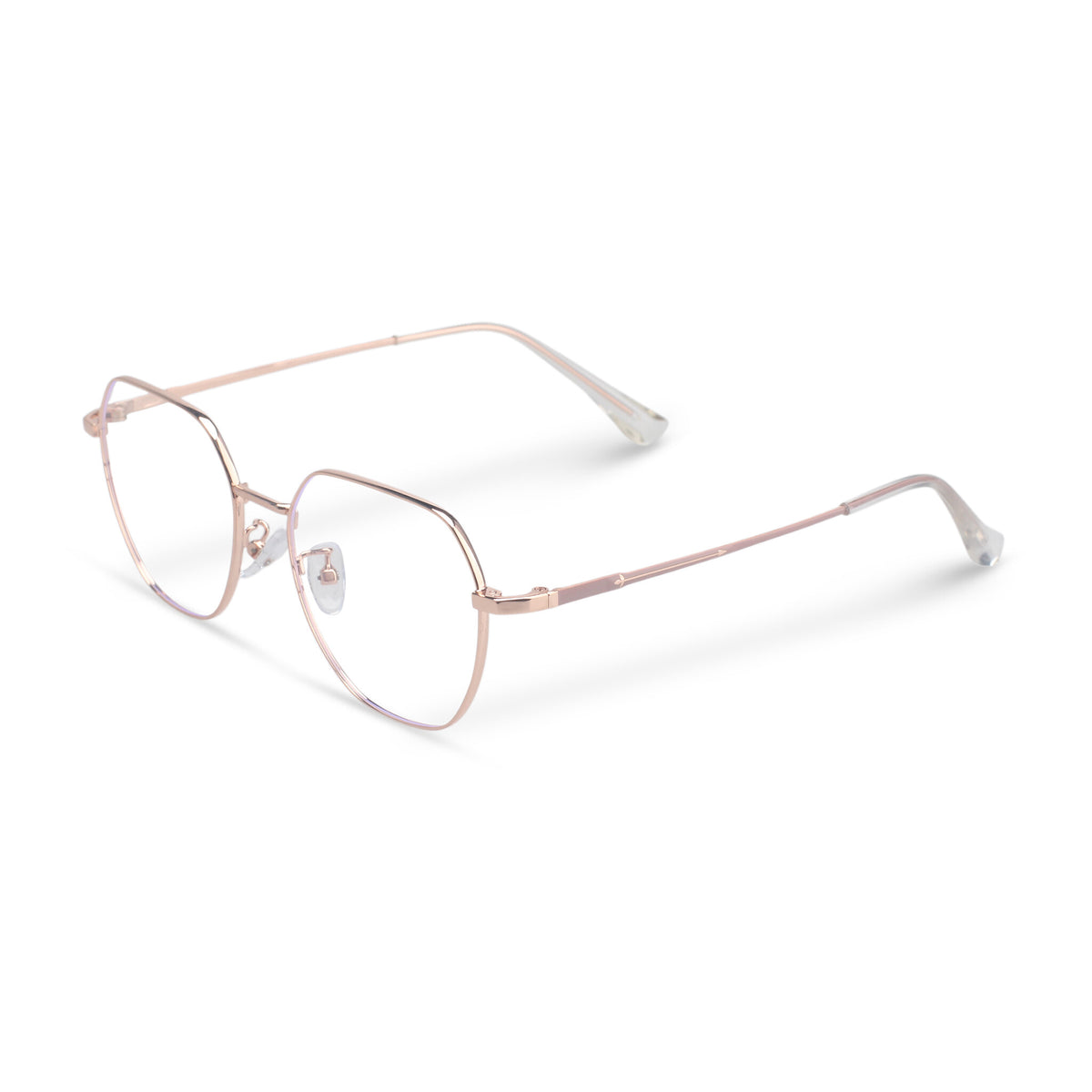 Minimal geometric pink eyeglasses