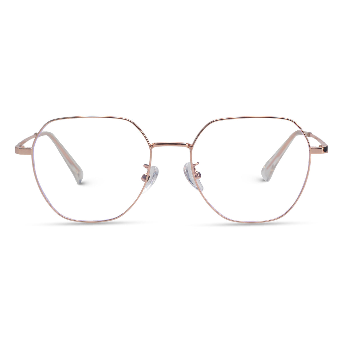 Minimal geometric pink eyeglasses