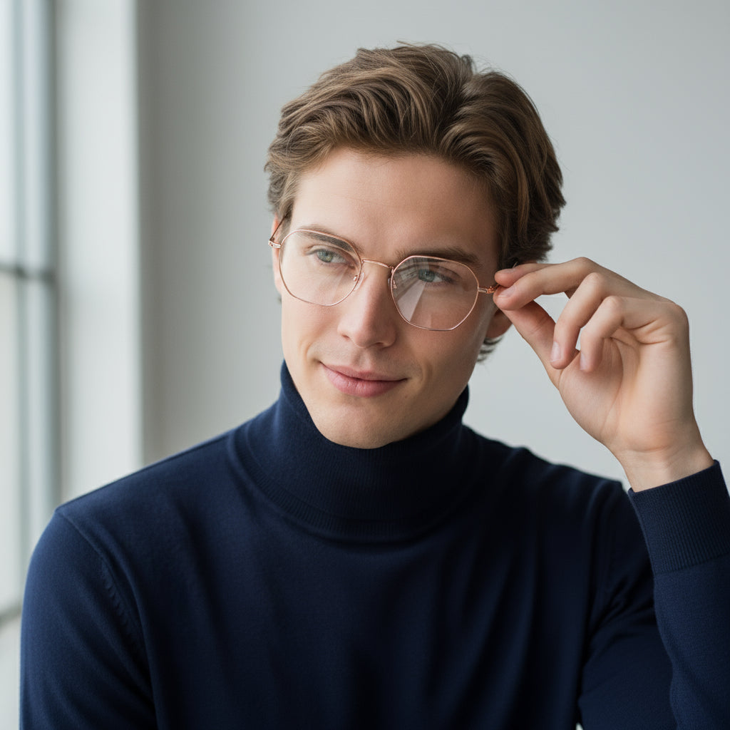 Minimal geometric titan pink eyeglasses