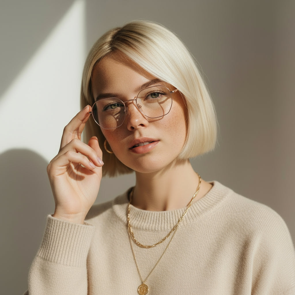 Minimal geometric titan pink eyeglasses