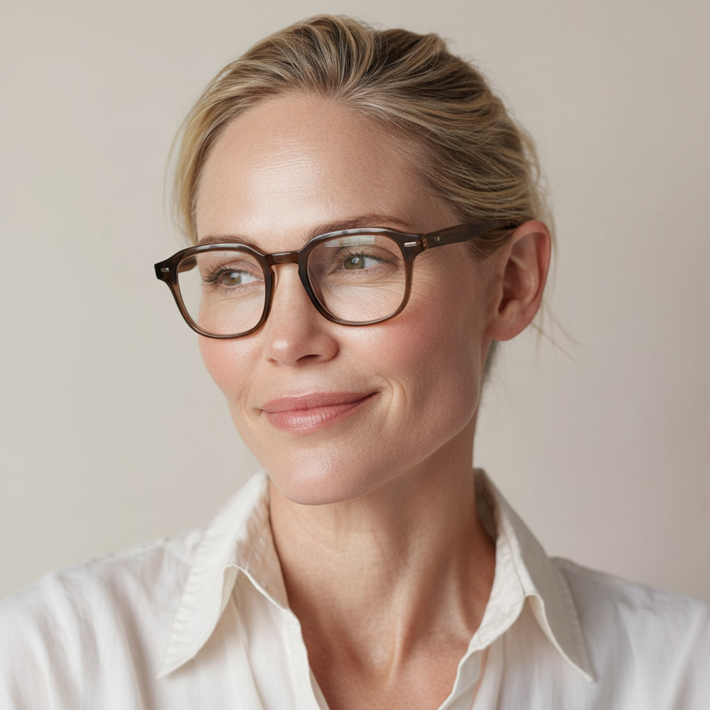 brown square plastic eyeglasses