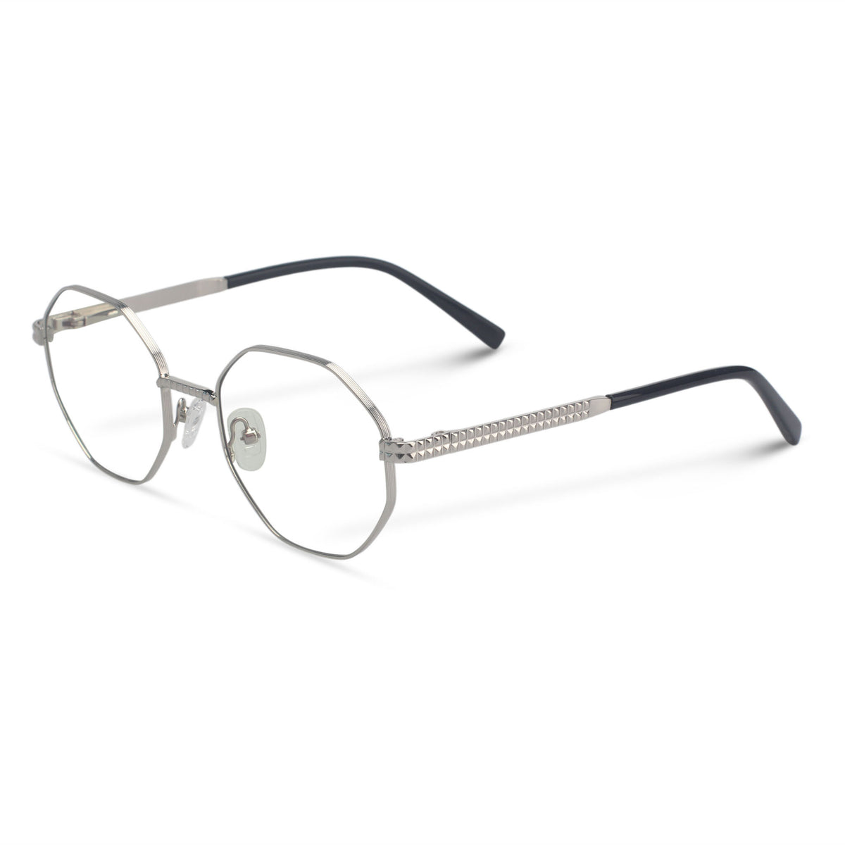 Metal geometric silver eyeglasses