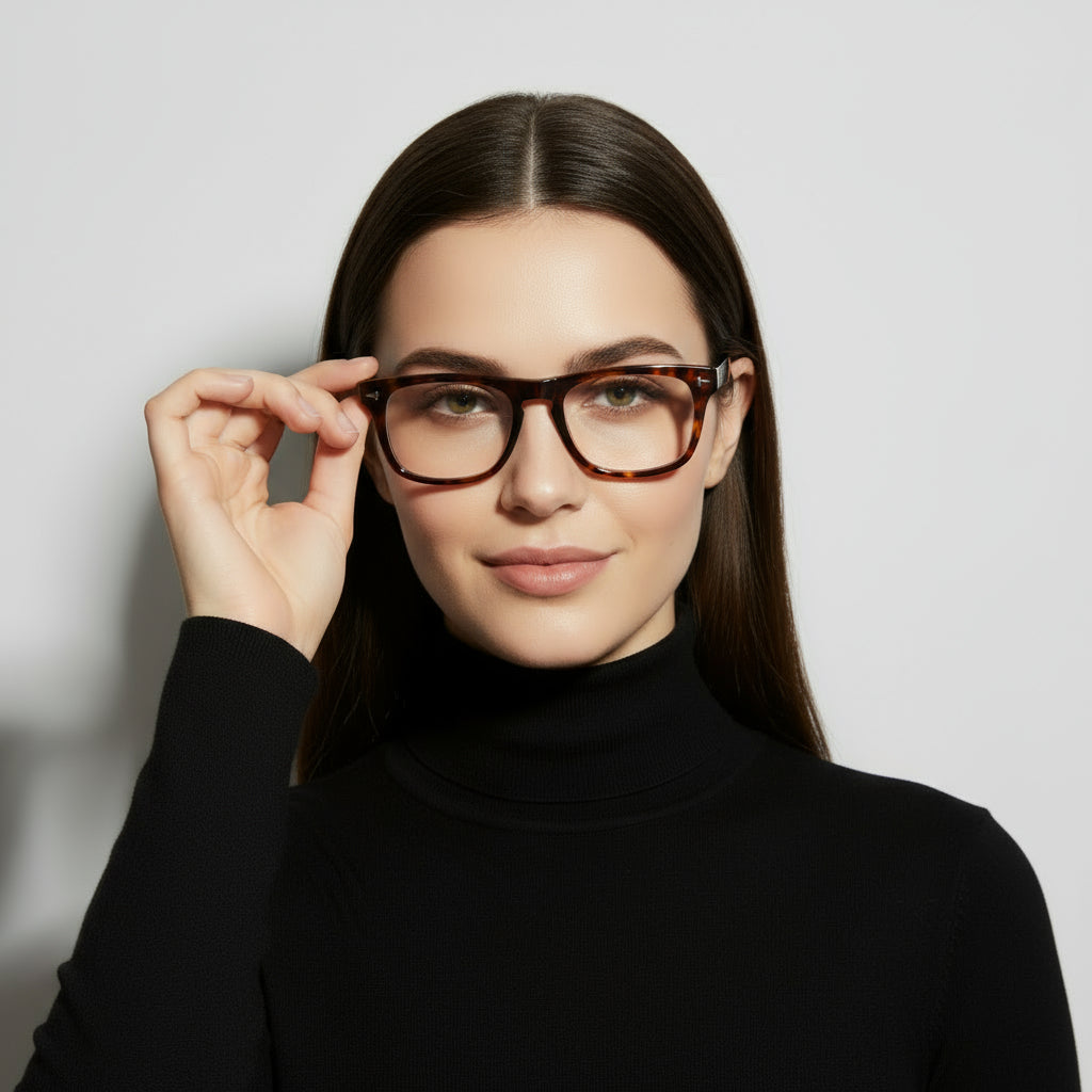 Bold square tortoise eyeglasses