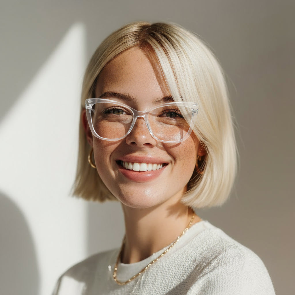 Cat-eye transparent eyeglasses