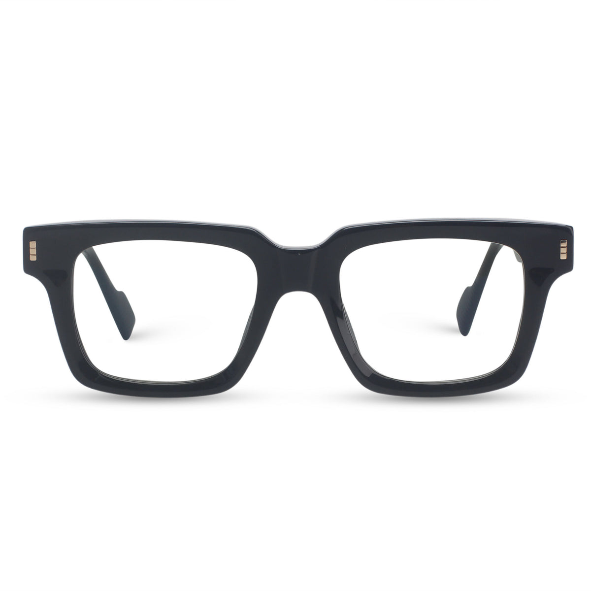Bold square black eyeglasses