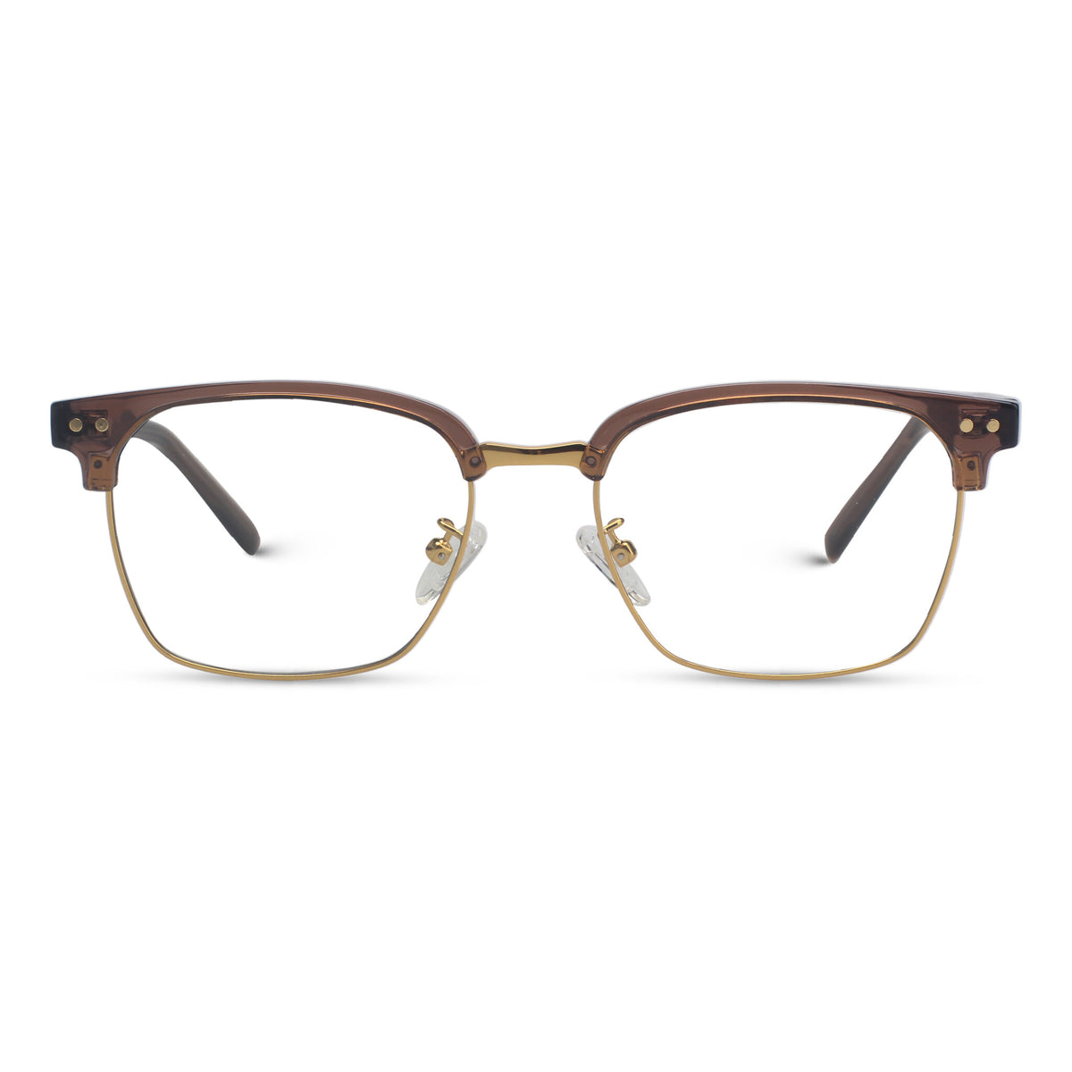 Square classical brown and gold eyeglasses