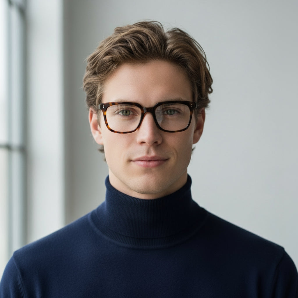 tortoiseshell square plastic eyeglasses