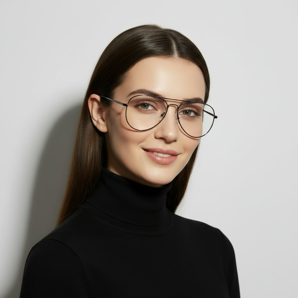 Classic aviator black eyeglasses