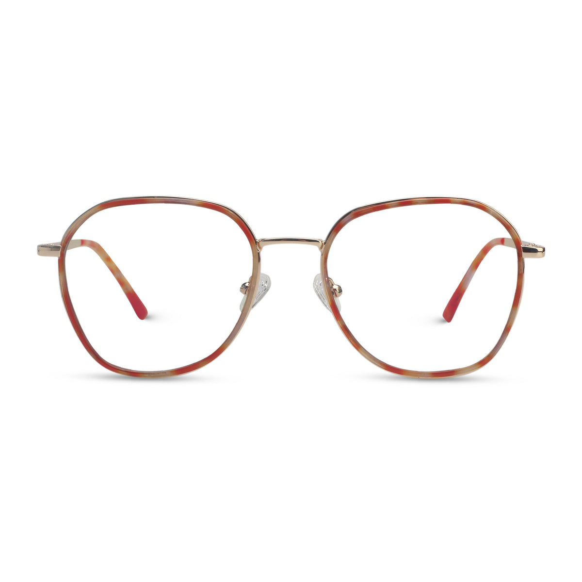 Minimal metal orange tortoise eyeglasses