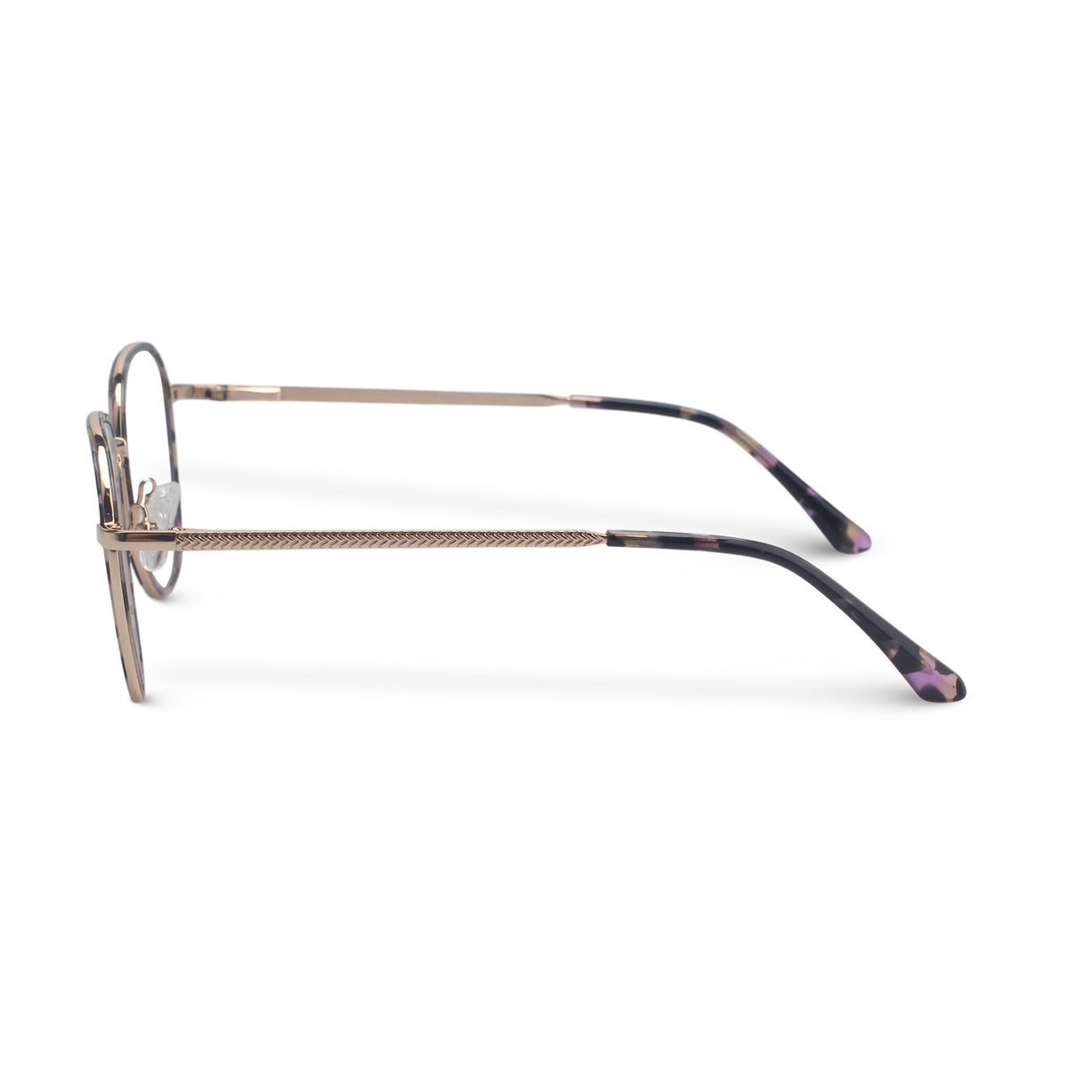 Minimal metal pink tortoise eyeglasses