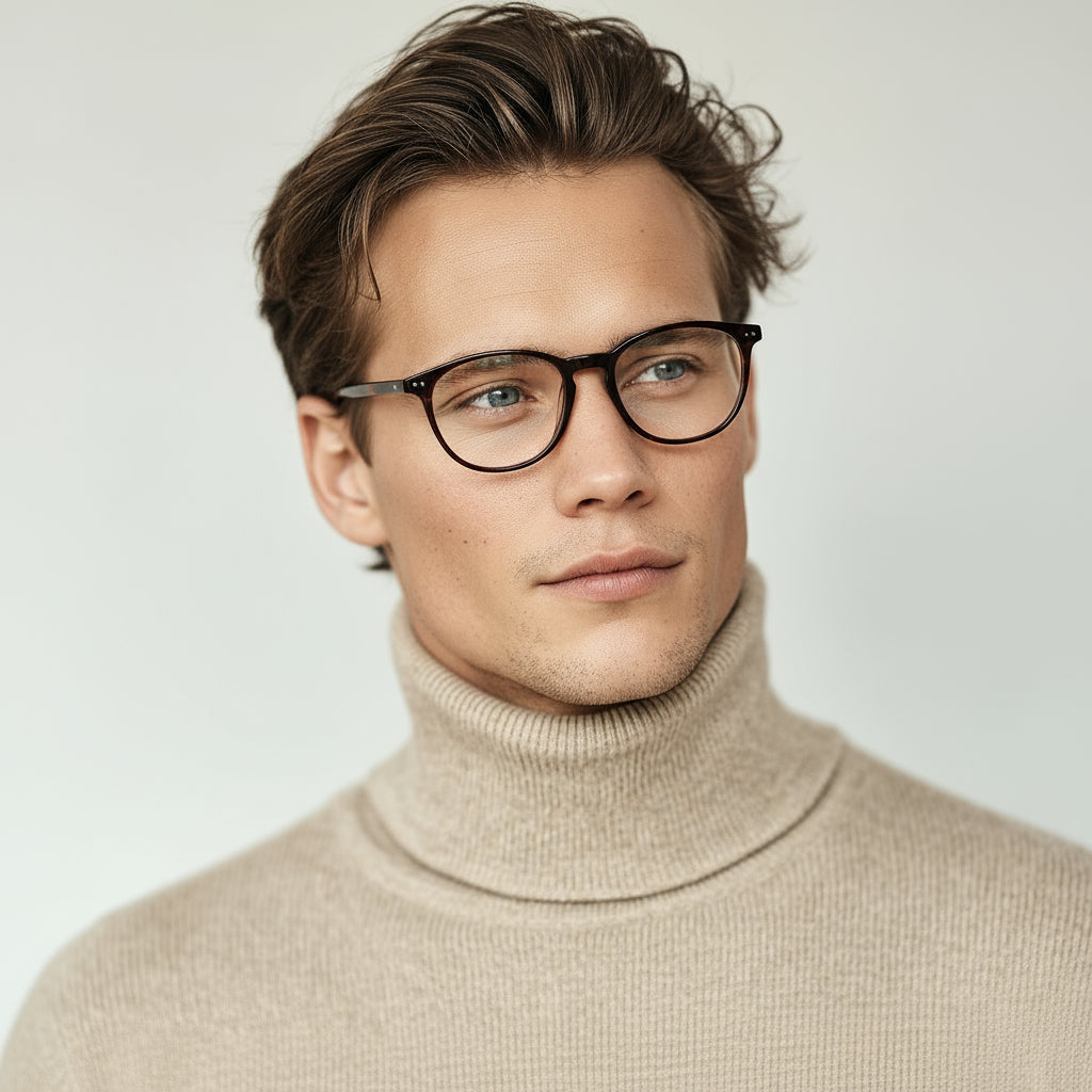 Minimal square/round tortoise eyeglasses