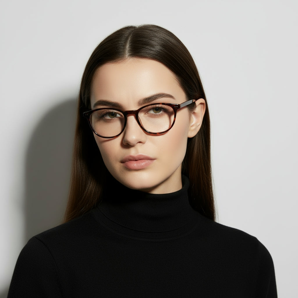 Minimal square/round tortoise eyeglasses
