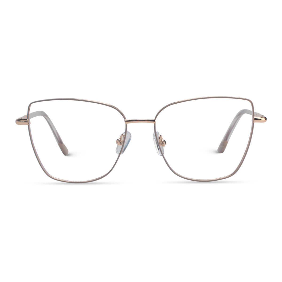 Minimal beige metal butterfly eyeglasses