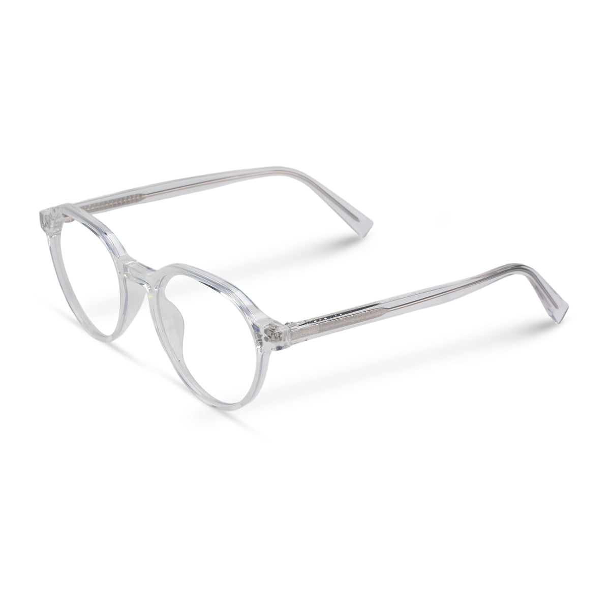 Round acetate transparent eyeglasses