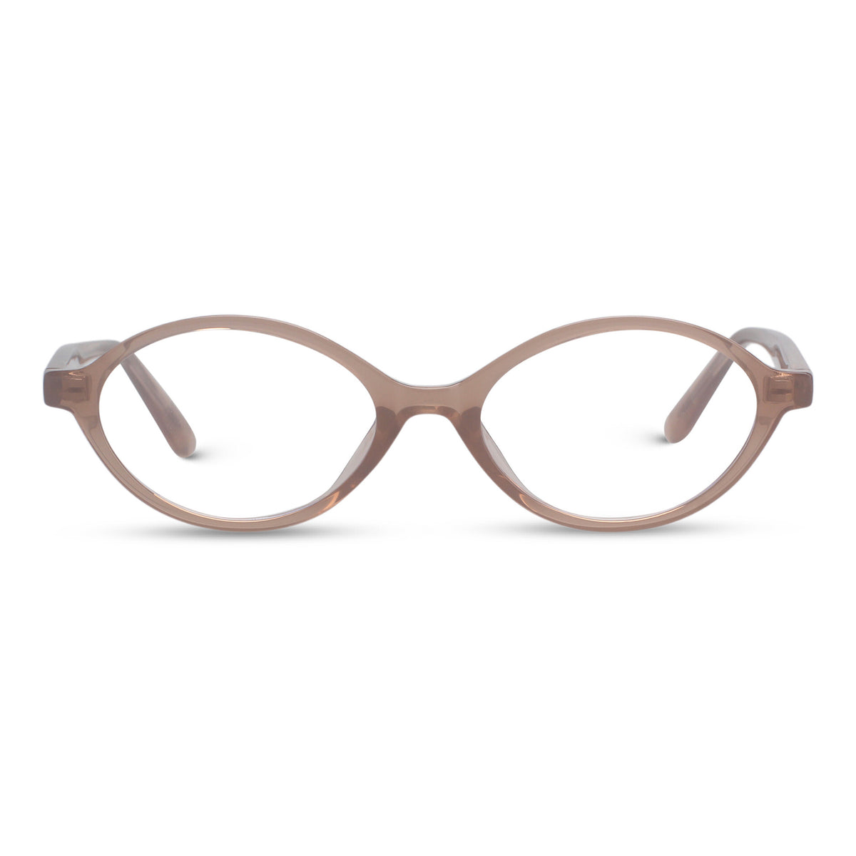 Light brown beige oval acetate eyeglasses