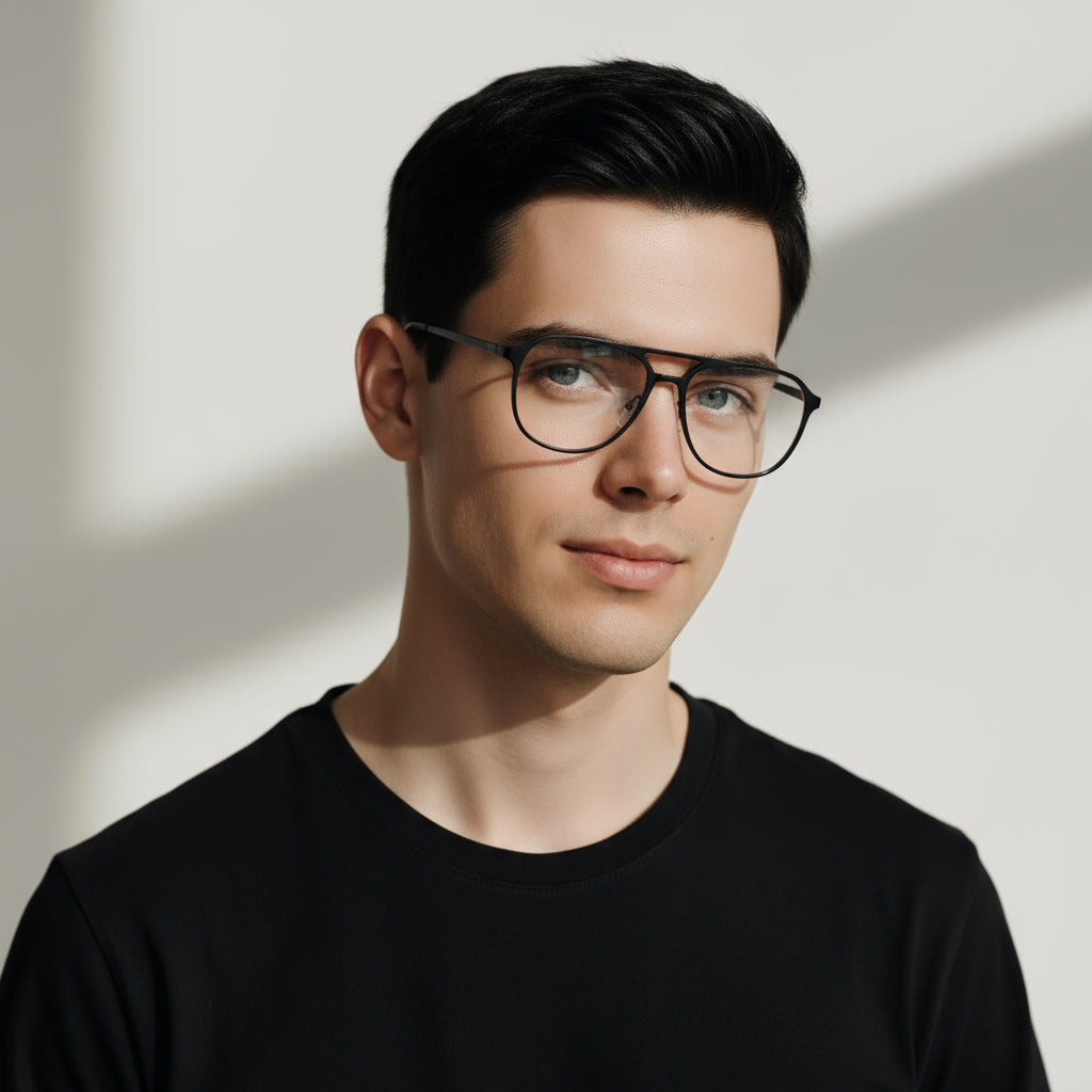 Dark grey aviator acetate eyeglasses