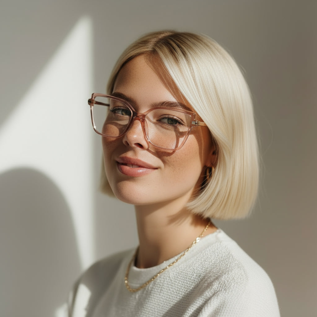 Women Cat-Eye pink eyeglasses