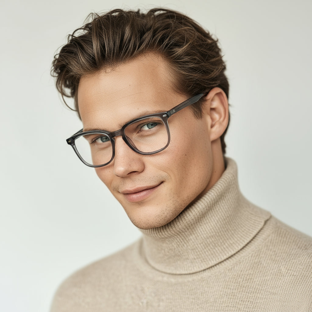 Classic square transparent grey eyeglasses