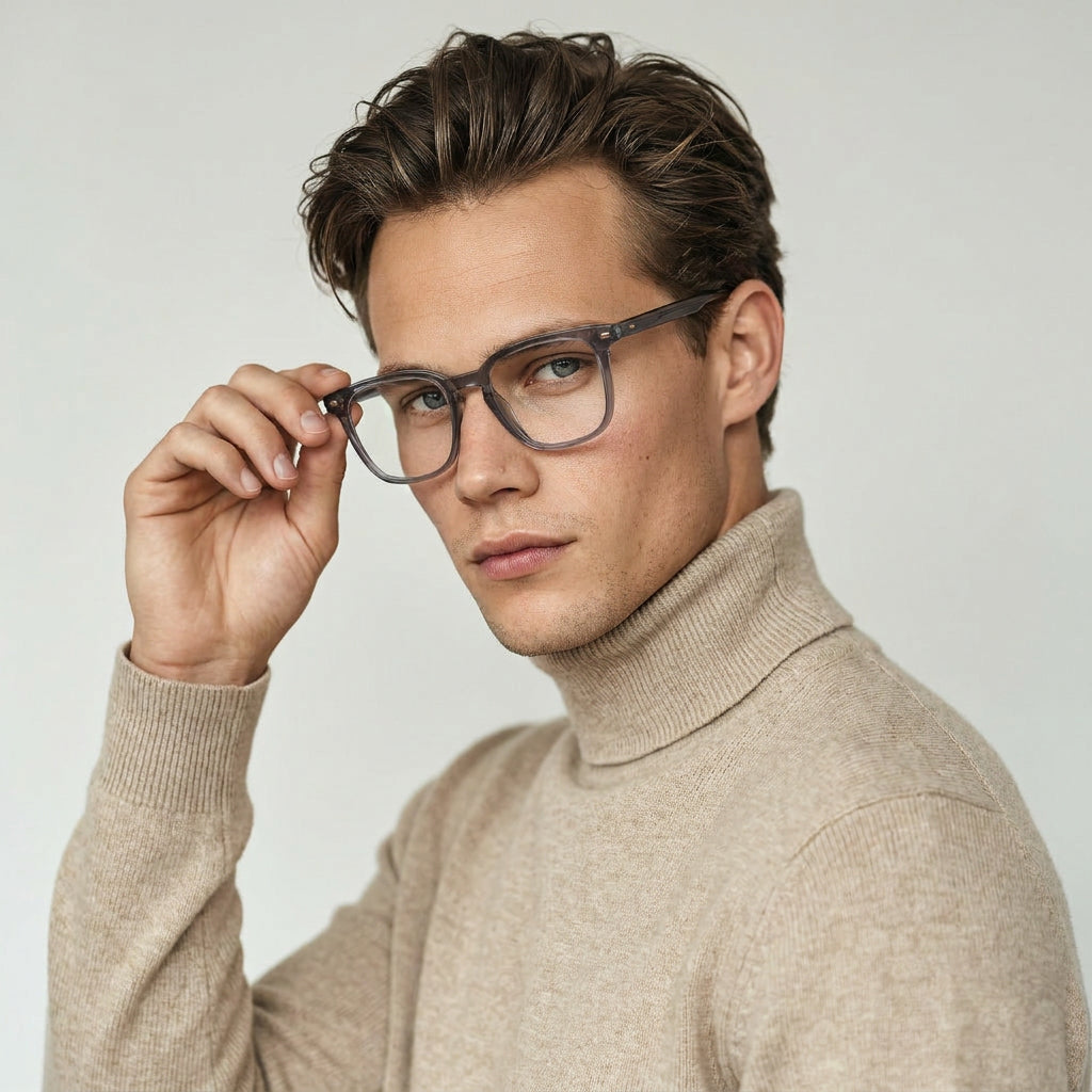 Classic square transparent grey eyeglasses