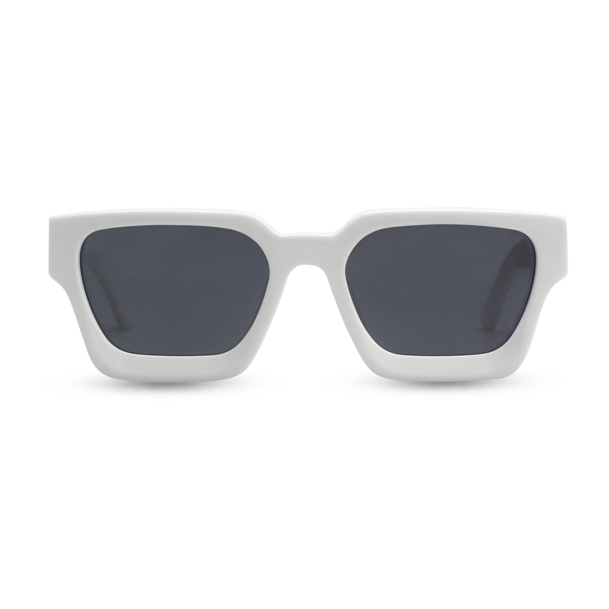 Rectangular bold white sunglasses