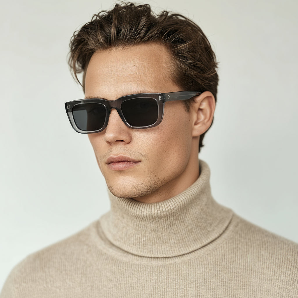 Classic rectangular grey sunglasses