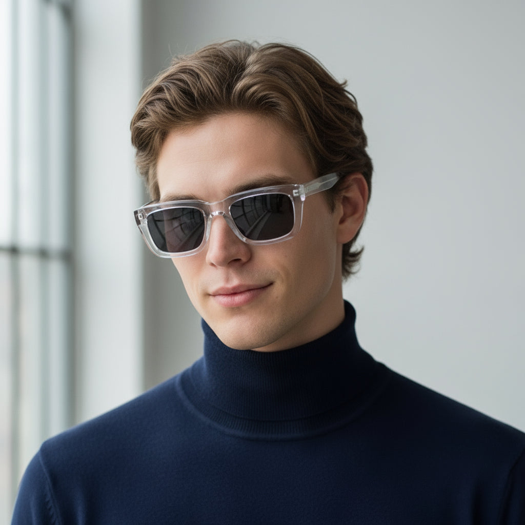 Classic rectangular transparent sunglasses