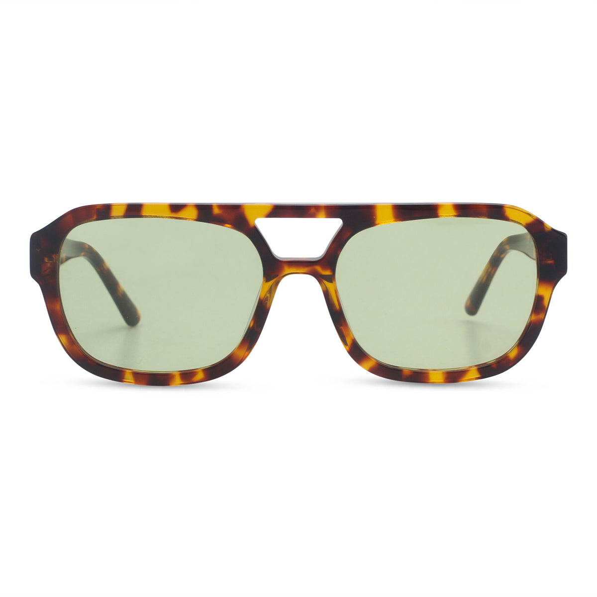Stylish aviator tortoise and green sunglasses