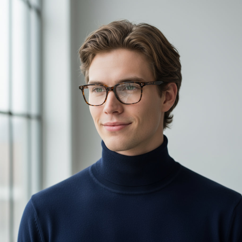 tortoise-black squared plastic eyeglasses