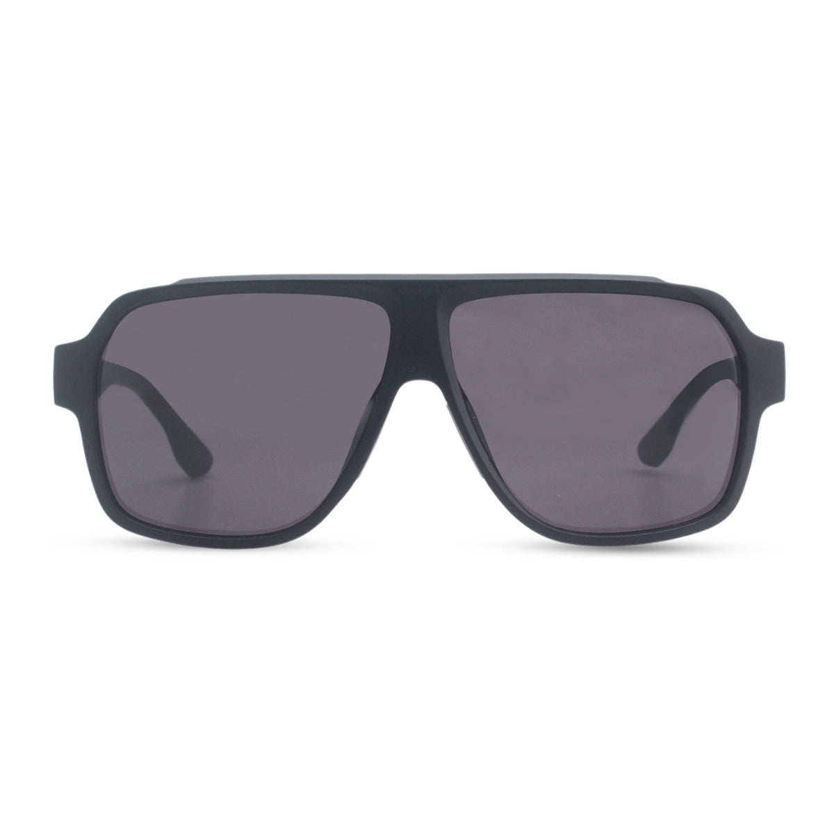Oversized black sport sunglasses
