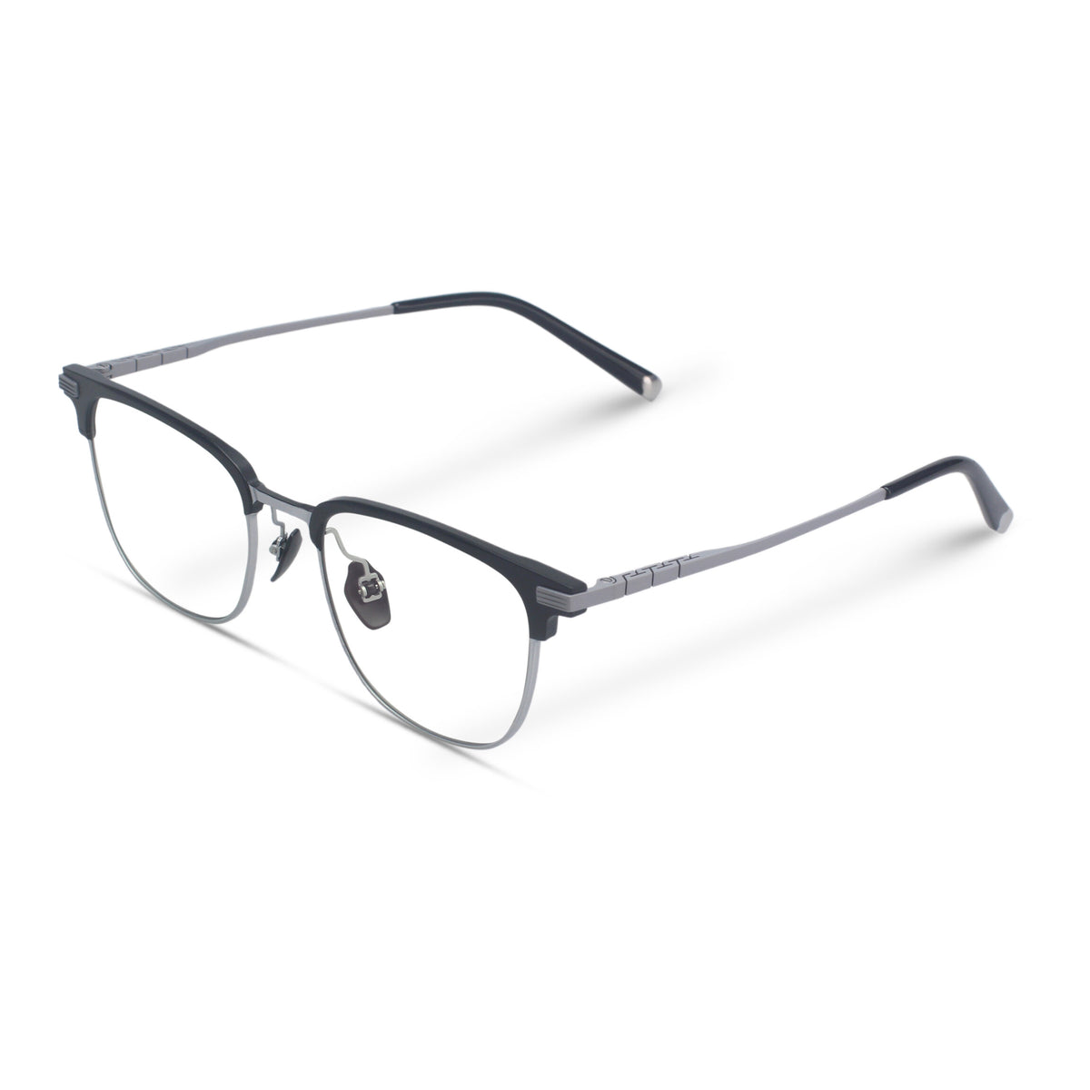 Square silver and black eyeglasses