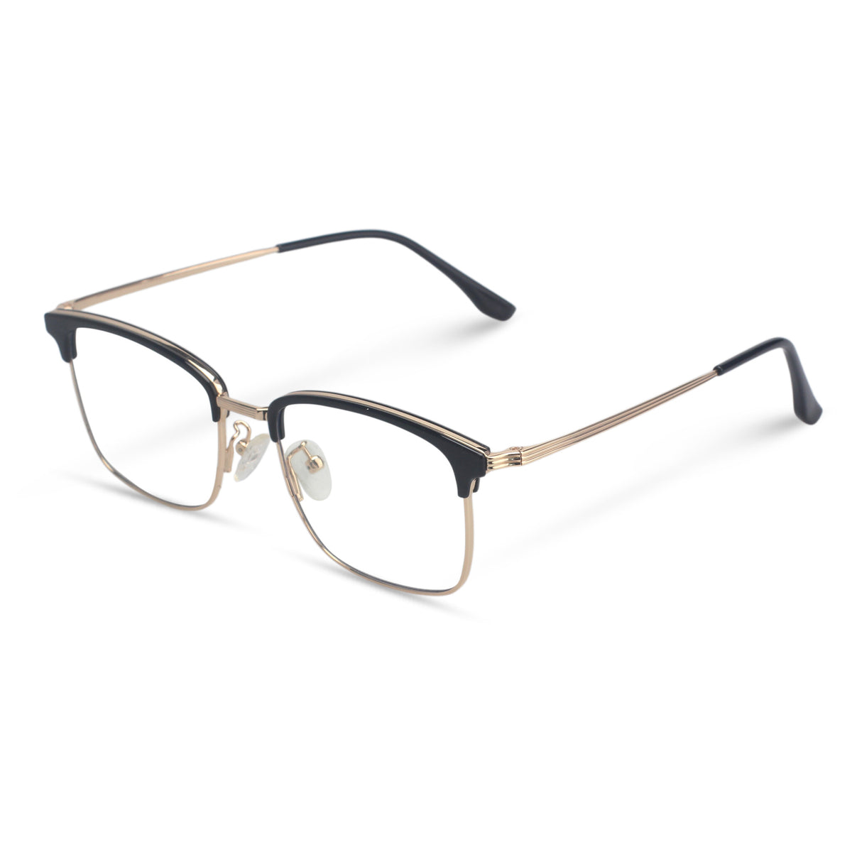 Square black and gold eyeglasses