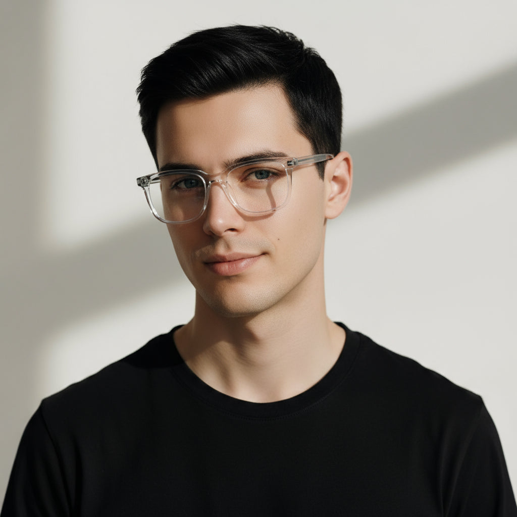 Clear transparent square plastic eyeglasses