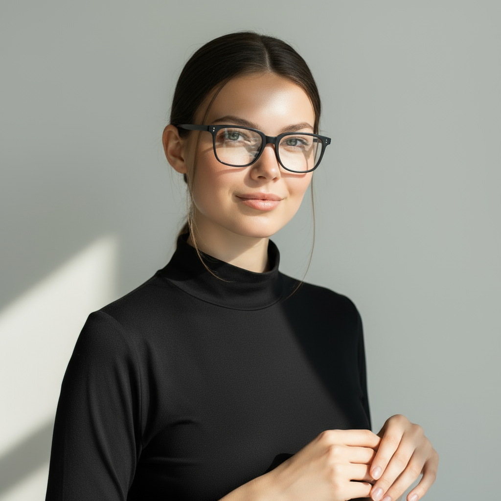 black squared plastic eyeglasses