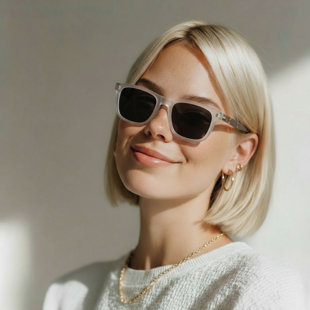 Classical square white and tortoise sunglasses