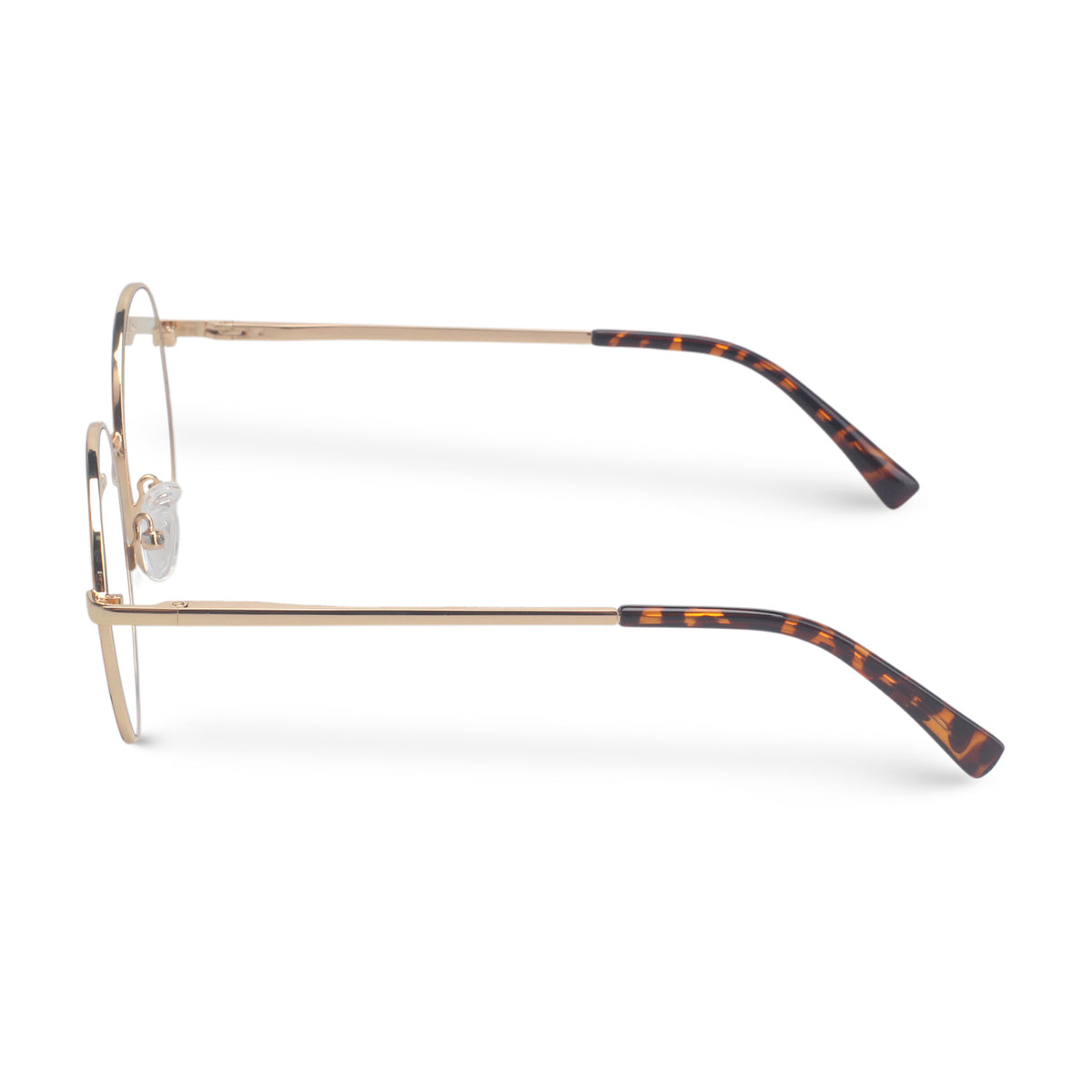 Round eyeglasses with gold-tortoise frame