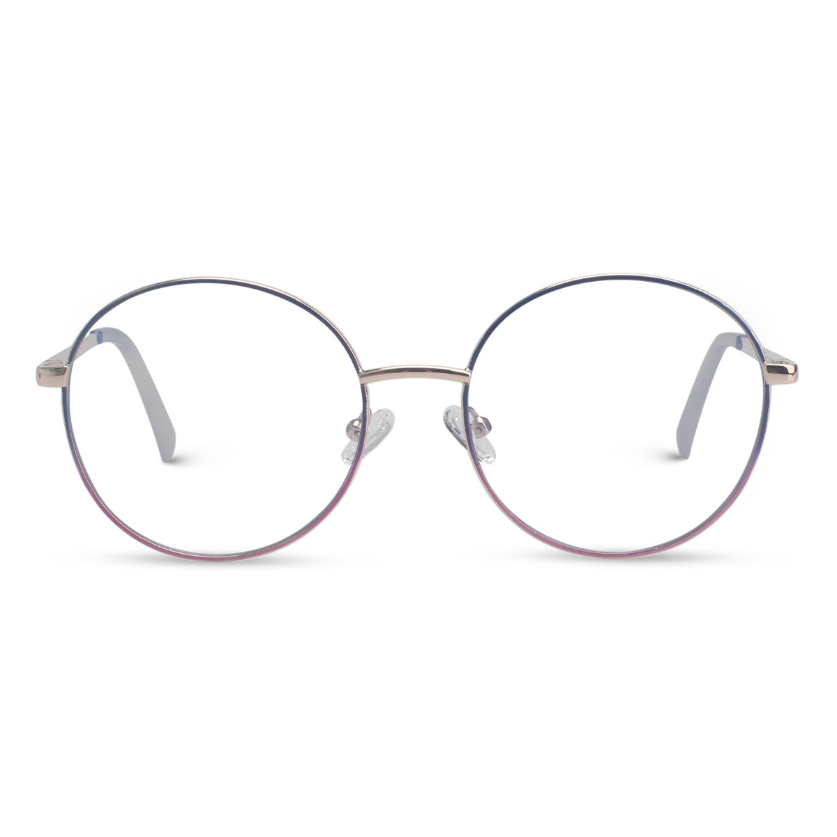 Round silver eyeglasses with thin frame 