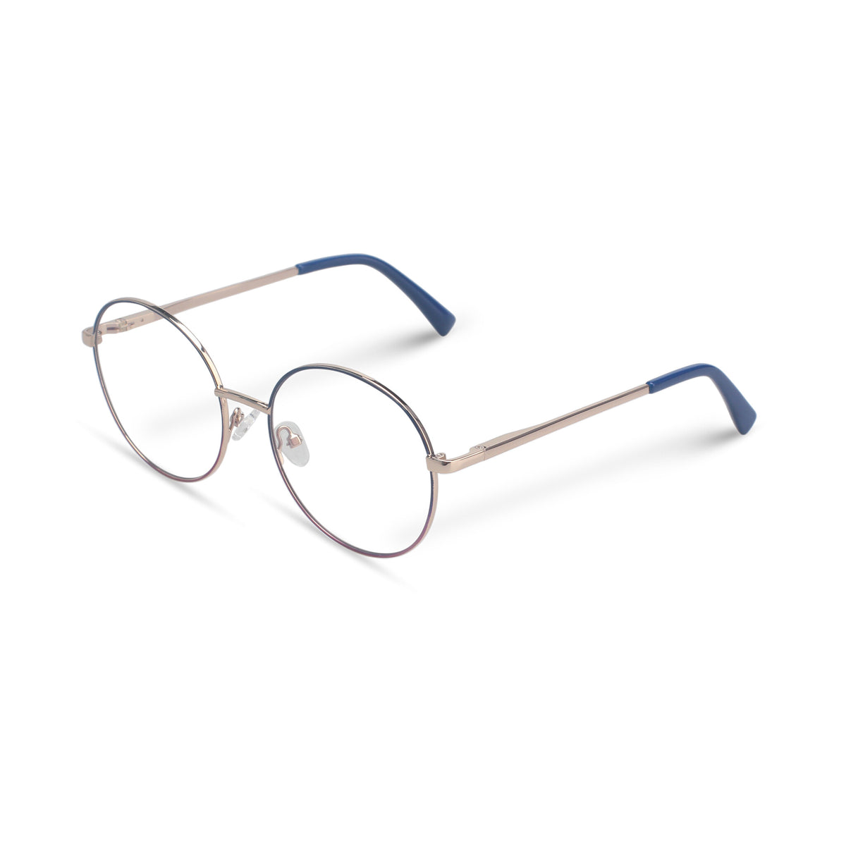 Round silver eyeglasses with thin frame 