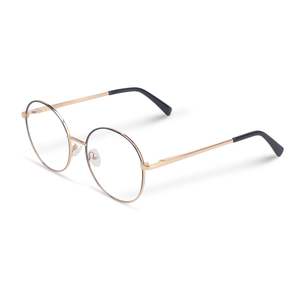 Round eyeglasses with gold frame