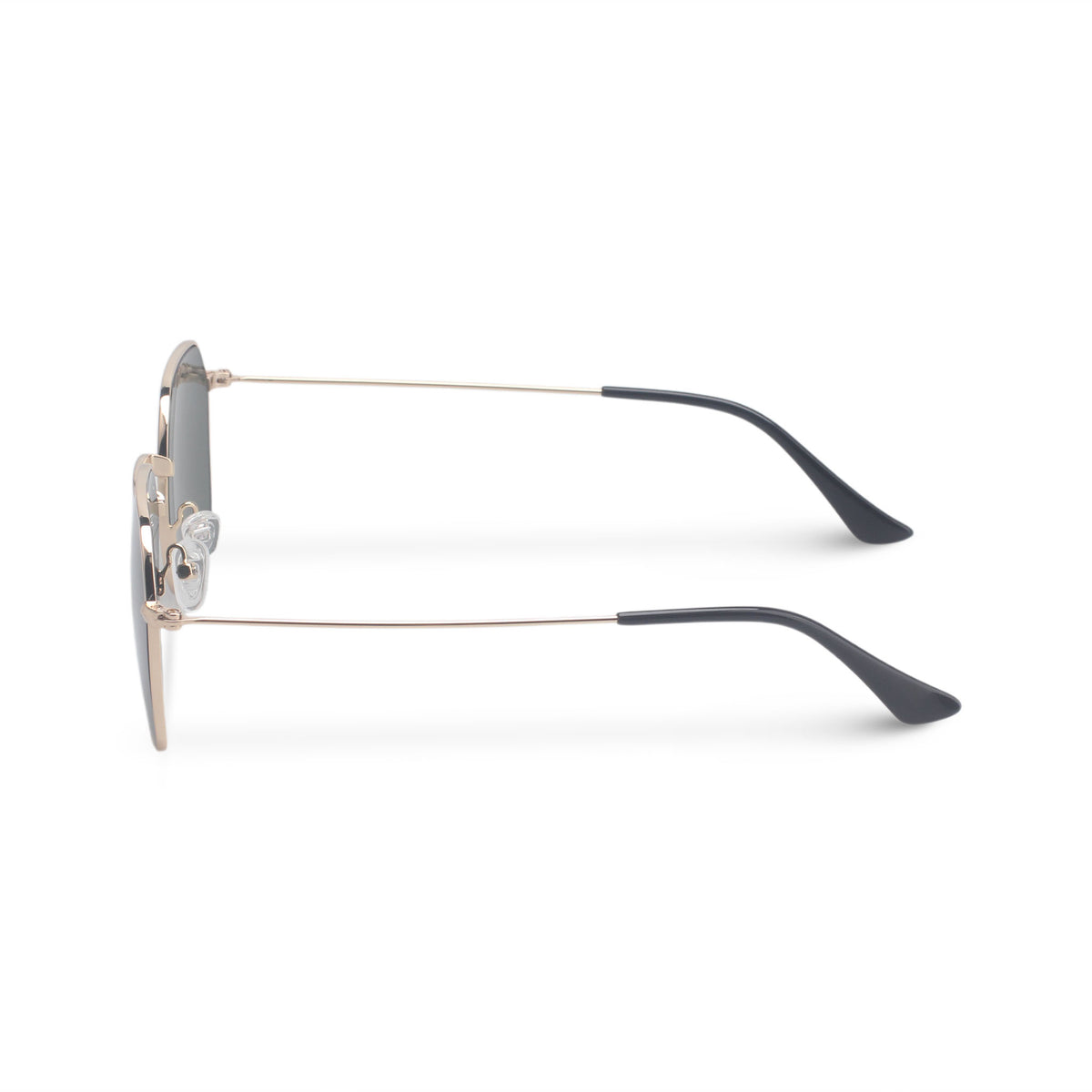 Geometric minimal gold and green sunglasses