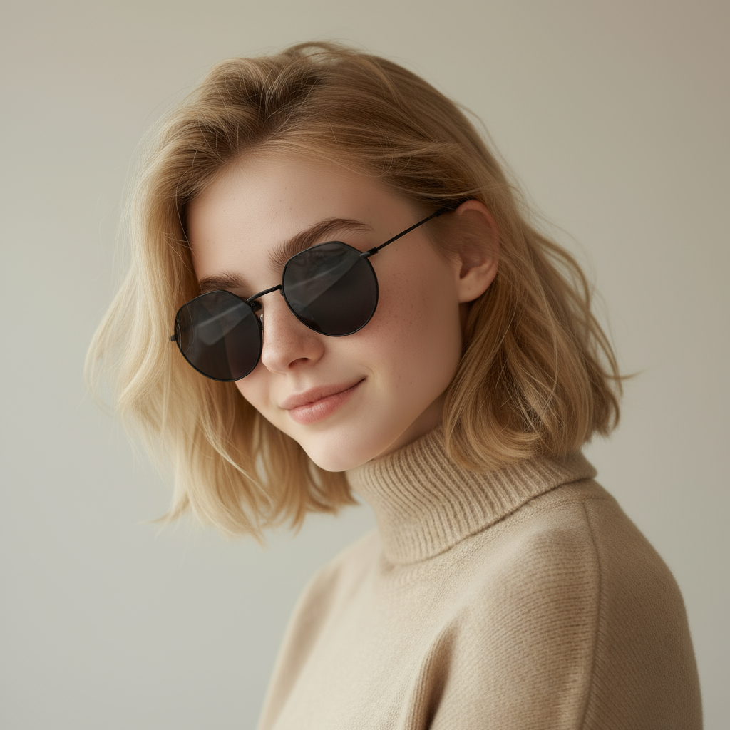 Geometric minimalistic black sunglasses